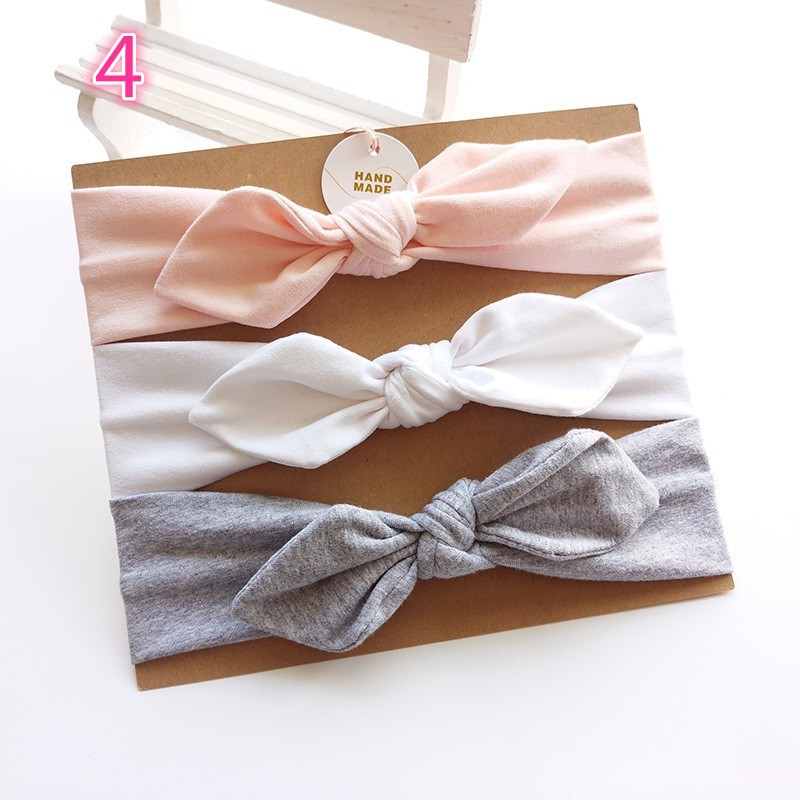 Set 3 băng đô quấn đầu cột nơ bé gái