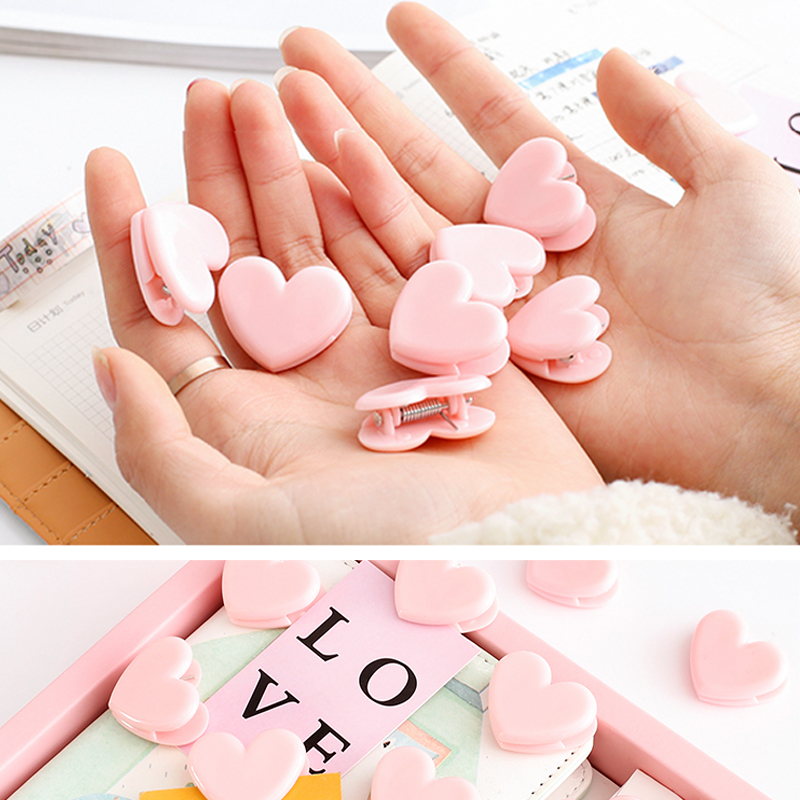 Set 5 Kẹp Tóc Hình Trái Tim Màu Hồng Dễ Thương