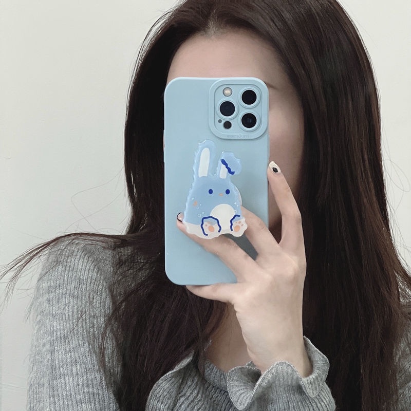 Giá Đỡ Điện Thoại Bằng Nhựa Acrylic Hình Thỏ Màu Xanh Dương Phong Cách Mới