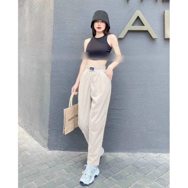 Lenkapas - Quần baggy nhung tăm cạp thun dáng đẹp