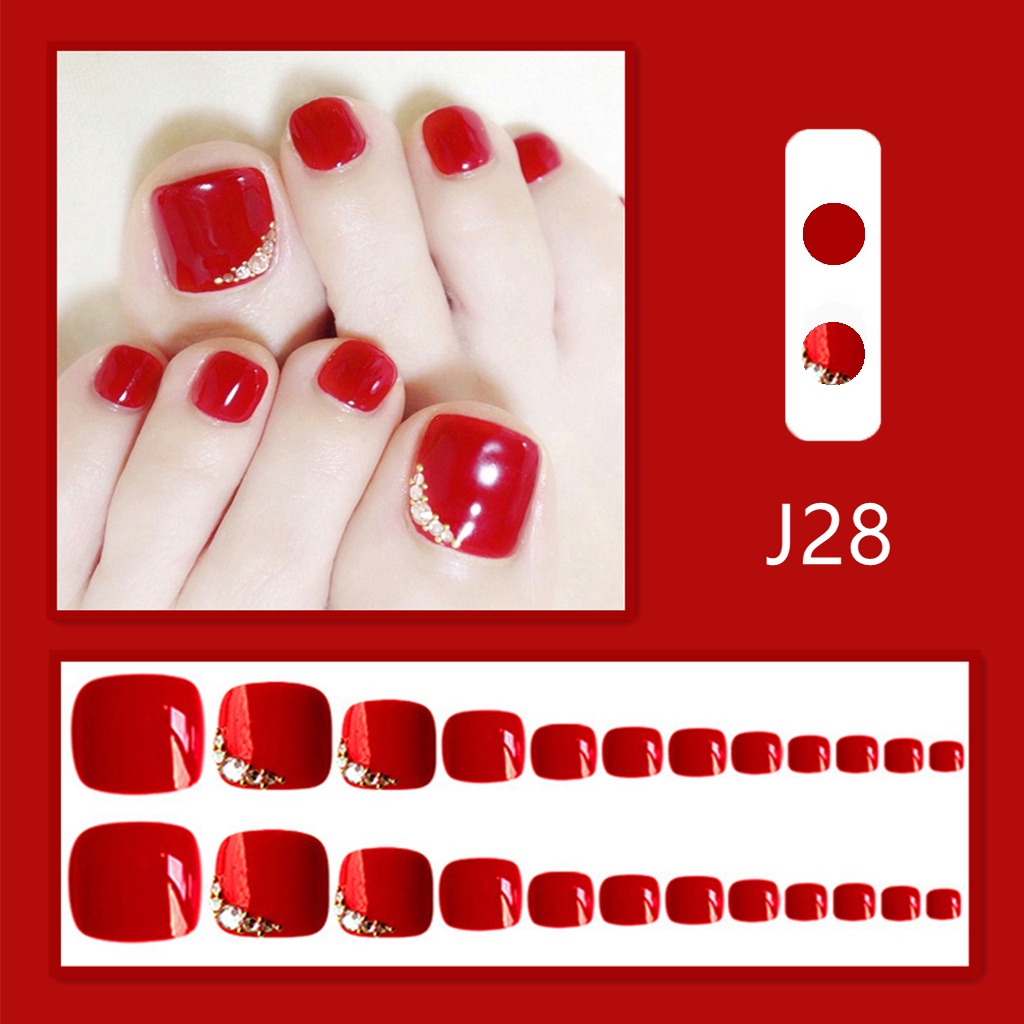 [Hàng mới về] Set 24 Móng Chân Giả Kèm Keo Dán