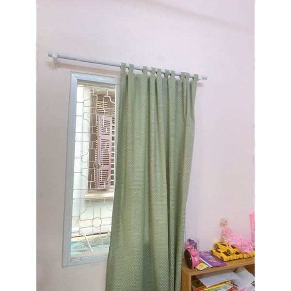 Rèm vải linen bột bố màu xanh rêu