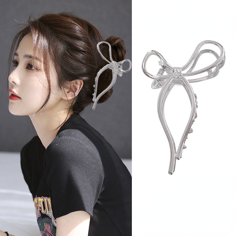 Kẹp Tóc Càng Cua Đính Nơ Kim Loại Đơn Giản Thời Trang Hàn Quốc Cho Nữ