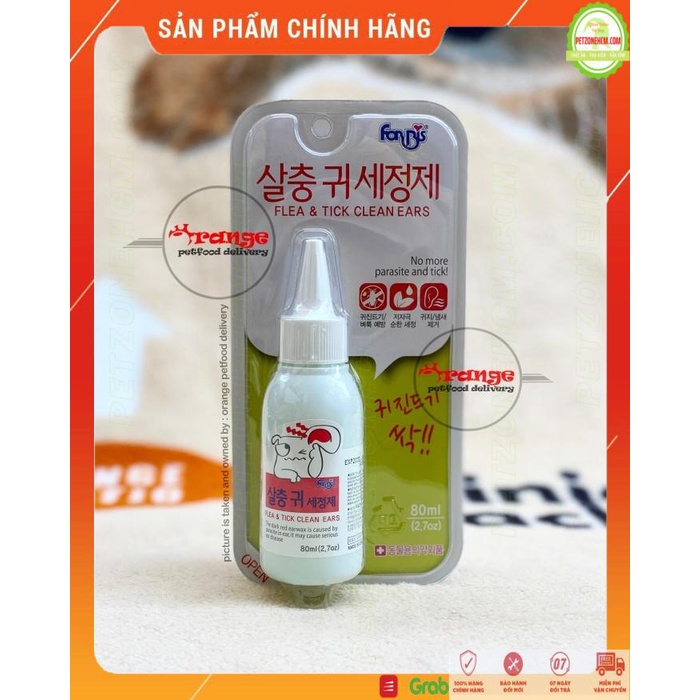 Forcans nước rửa sát trùng lỗ tai chó mèo ⚜ FREESHIP ⚜ Flea &amp; Tick Clean Ears 80ml ngừa rận ký sinh trùng gây viêm tai