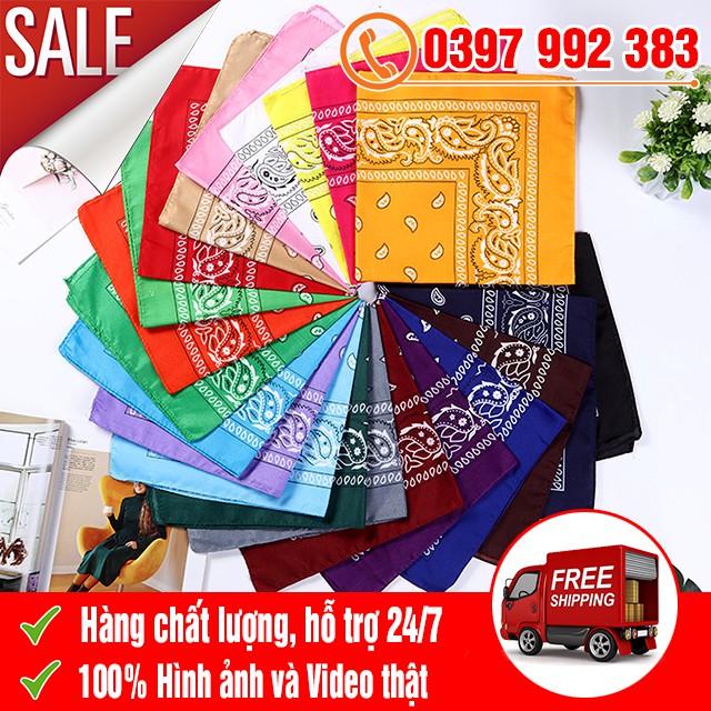 Khăn Turban Bandana Headband Hip Hop Vuông Cá Tính Đa Năng (Có Chọn Màu) 55x55 cm