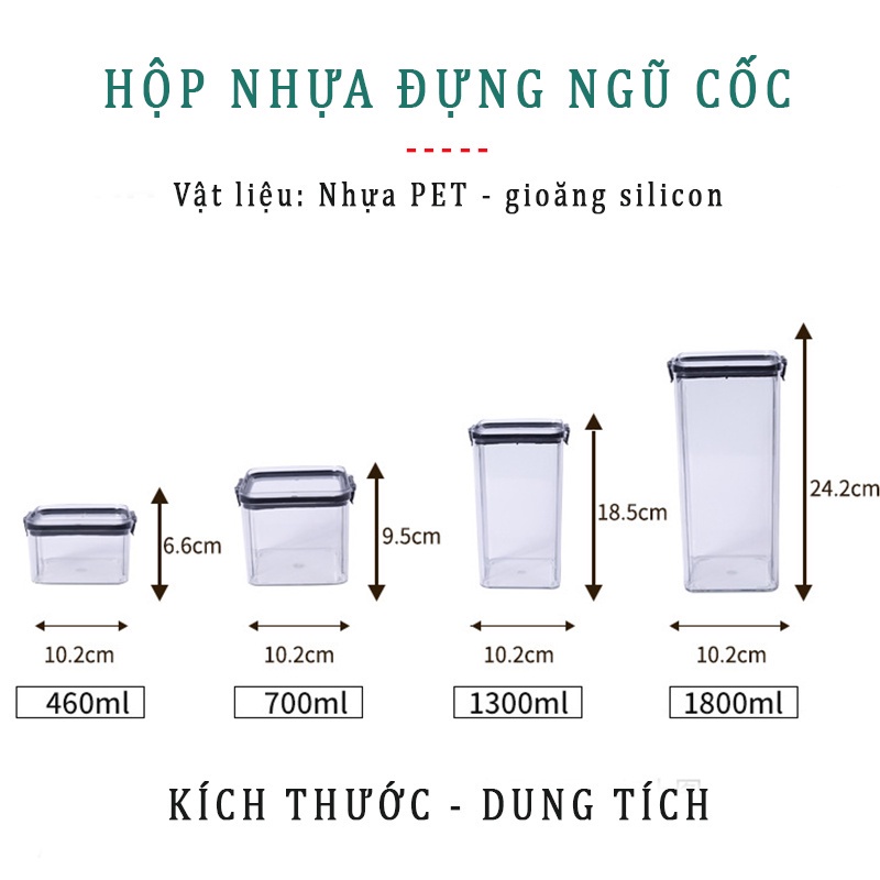 ⚡ Combo 4 hủ nhựa đựng thực phẩm bảo quản thức ăn chống ẩm mốc hàng xịn | Có sẵn giao ngay