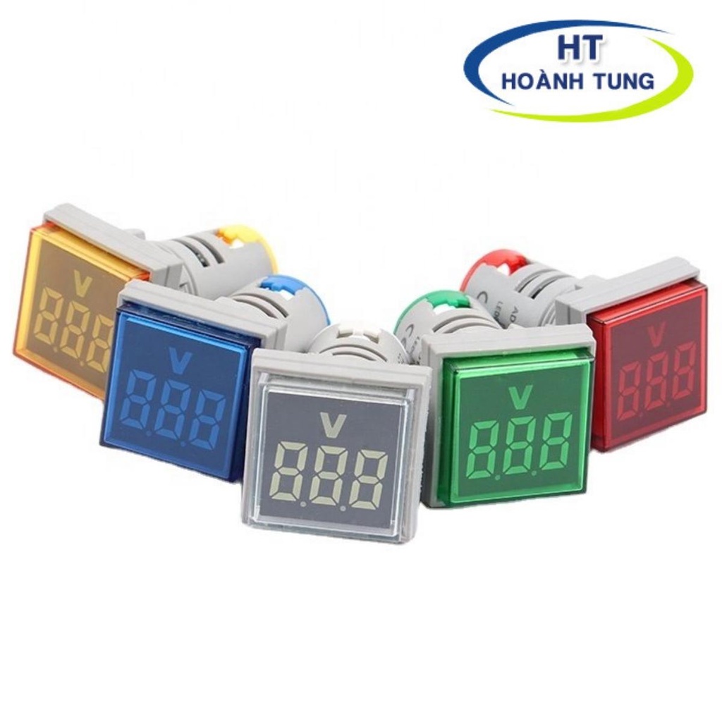 Đèn led báo pha AD136-22VMS hiển thị điện áp 60-500VAC phi 22mm dạng vuông chữ lớn màu xanh, đỏ, vàng lắp tủ điện