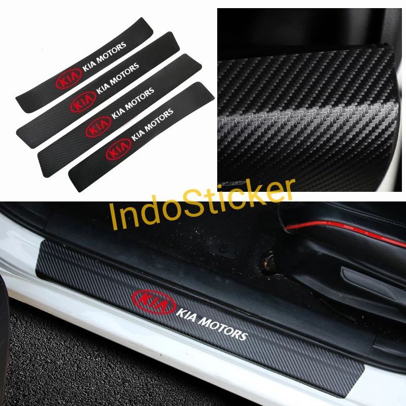 Bộ 4 Miếng Dán Sợi Carbon 3d Bảo Vệ Cửa Xe Hơi Kia Rio Picanto