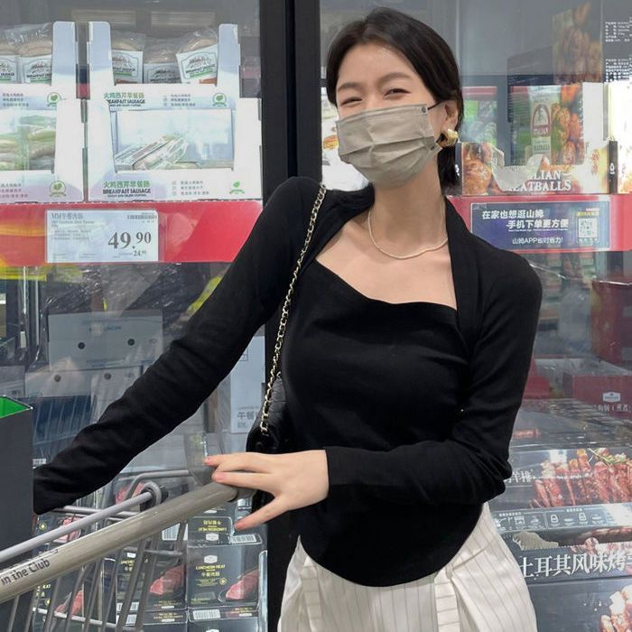 Áo Thun COZOK Tay Dài Cổ Vuông Dáng Ôm Co Giãn Thoải Mái Thời Trang