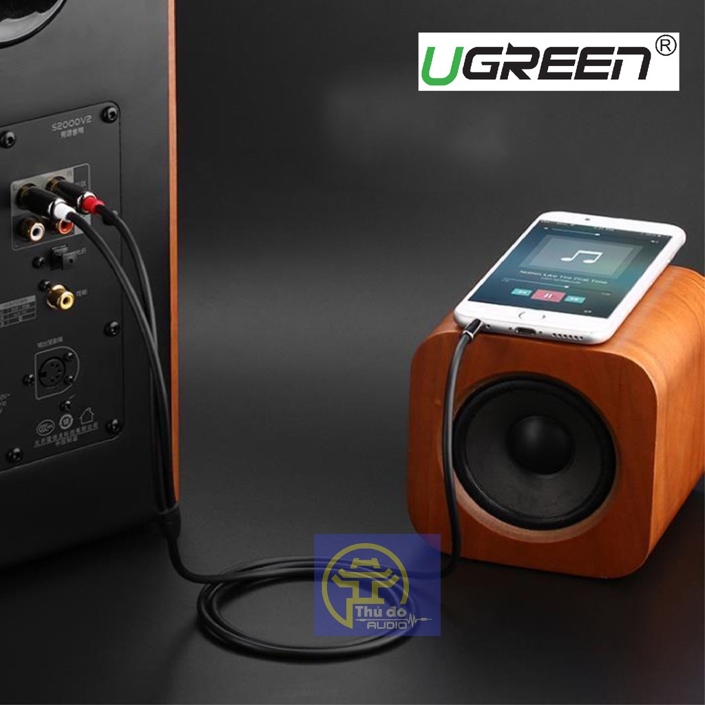 Cáp Audio 3.5mm ra 2 Đầu RCA Hoa Sen UGREEN AV116 cao cấp chiều dài từ 0.5M đến 8M