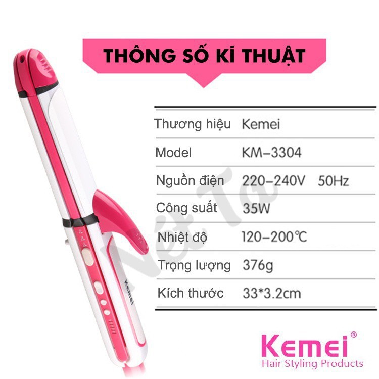  Máy tạo kiểu tóc 3in1 điều chỉnh nhiệt độ KEMEI 3304 - Hàng nhập khẩu | Squishyvui  IBTS so