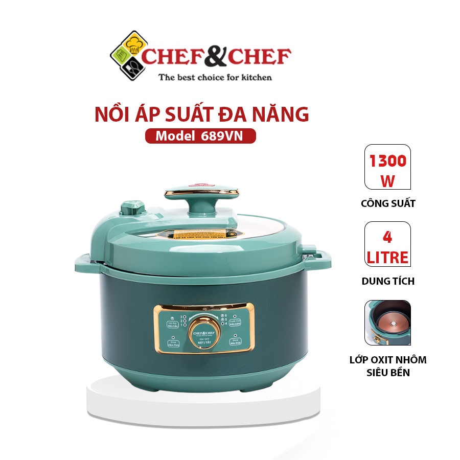 Nồi Áp Suất Đa Năng CHEF&amp;CHEF 689VN sở hữu 6 chức năng và có thể thay thế được các thiết bị khác trong gia đình