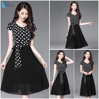 Đầm Nữ Váy Dáng Xoè Cao Cấp Cổ tròn Tay ngắn đi dự tiệc công sở dạo phố TH944