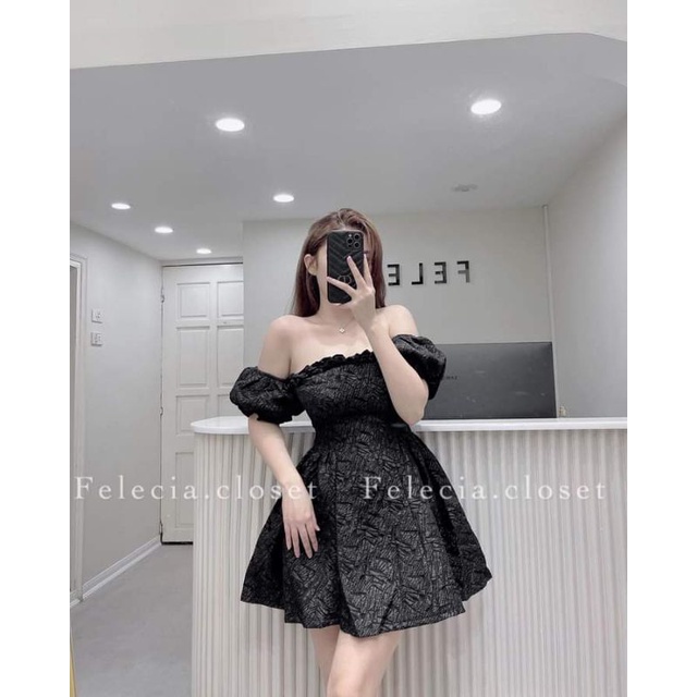 💢💢Váy trễ vai gấm xòe bánh bèo cực sang chảnh ❤❤❤