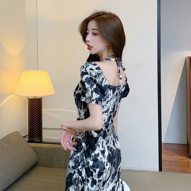 Đầm In Mực Thời Trang Hàn Quốc Lãng Mạn