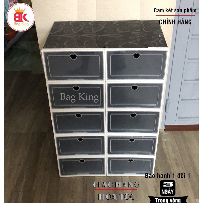 Hộp đựng giày nắp nhựa cứng trong suốt full đen cá tính - Box Sneaker