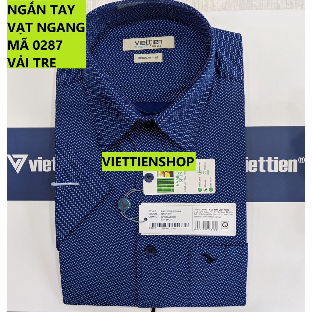 (0287 Sn) ÁO SƠ MI VIỆT TIẾN NGẮN TAY VẠT NGANG VẢI TRE