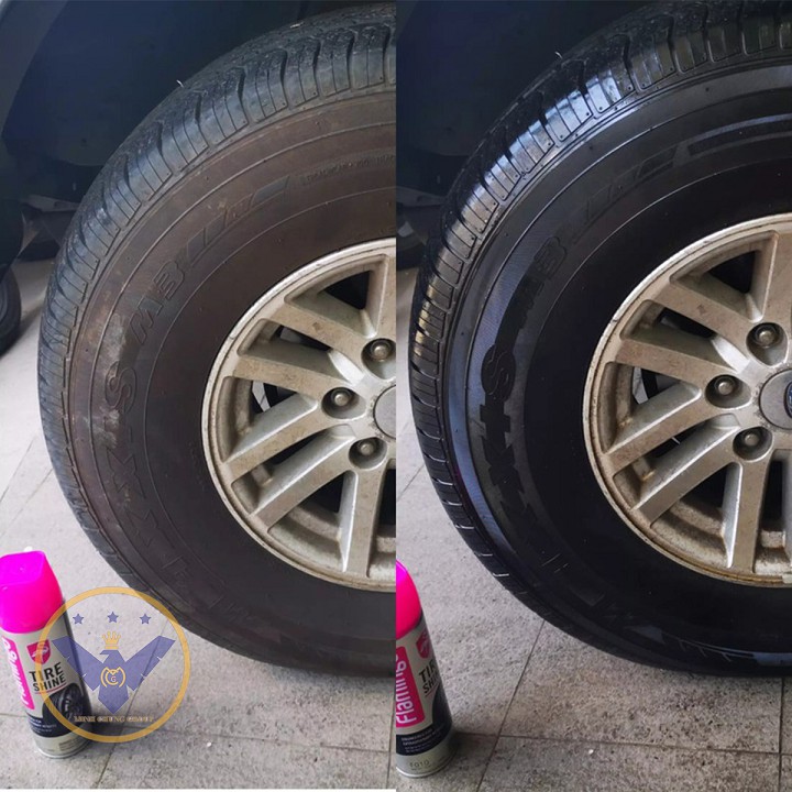 COMBO 2 Bình xịt dưỡng bóng lốp xe ô tô, xe máy Flamingo Tire Shine 500ml