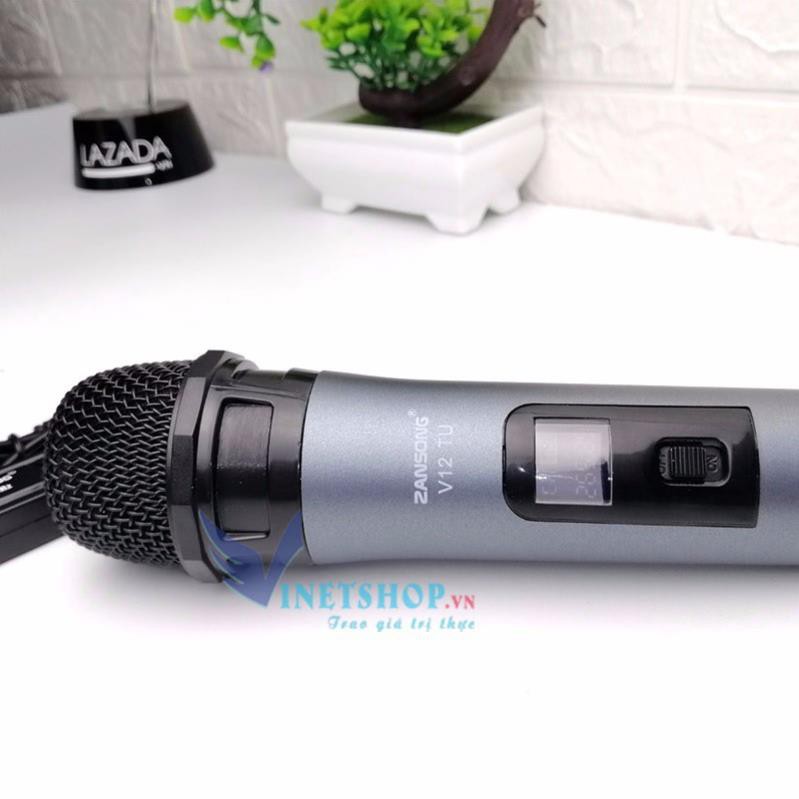 Micro Karaoke không dây cho loa kéo Daile / Aige / Zansong V12 màn hình LCD (đen) - Hỗ trợ jack cắm 3.5mm và 6.5 -dc3452