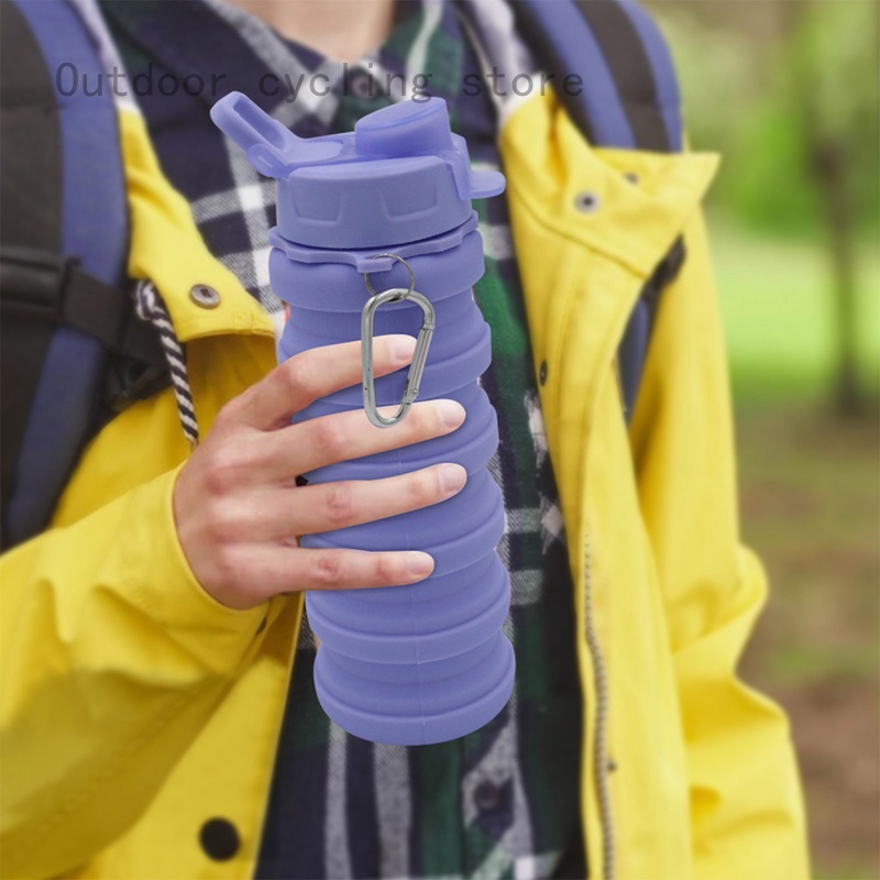 Bình Đựng Nước 500ml Bằng Silicone Có Thể Gấp Gọn Tiện Dụng