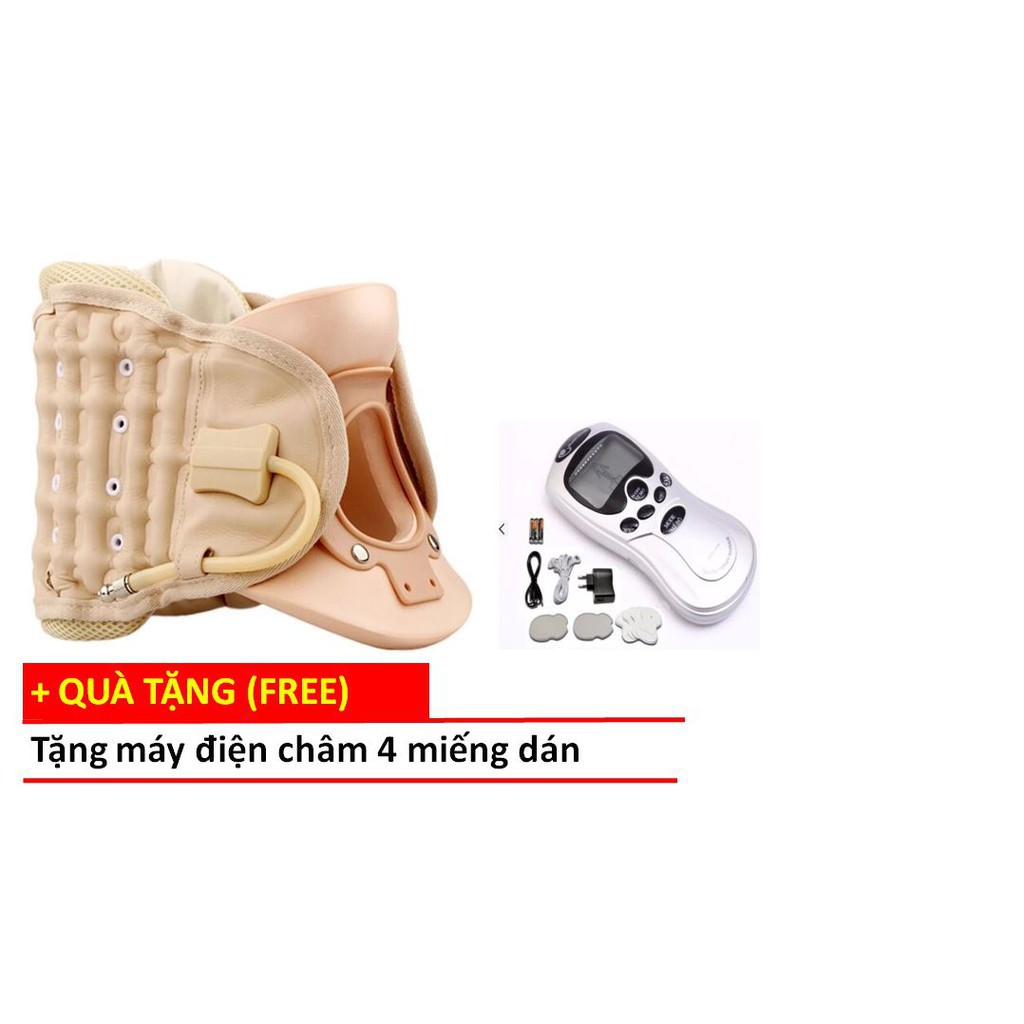 Đại hơi kéo giãn cổ WaistBrace tặng Máy mát xa điện châm 4 miếng dán