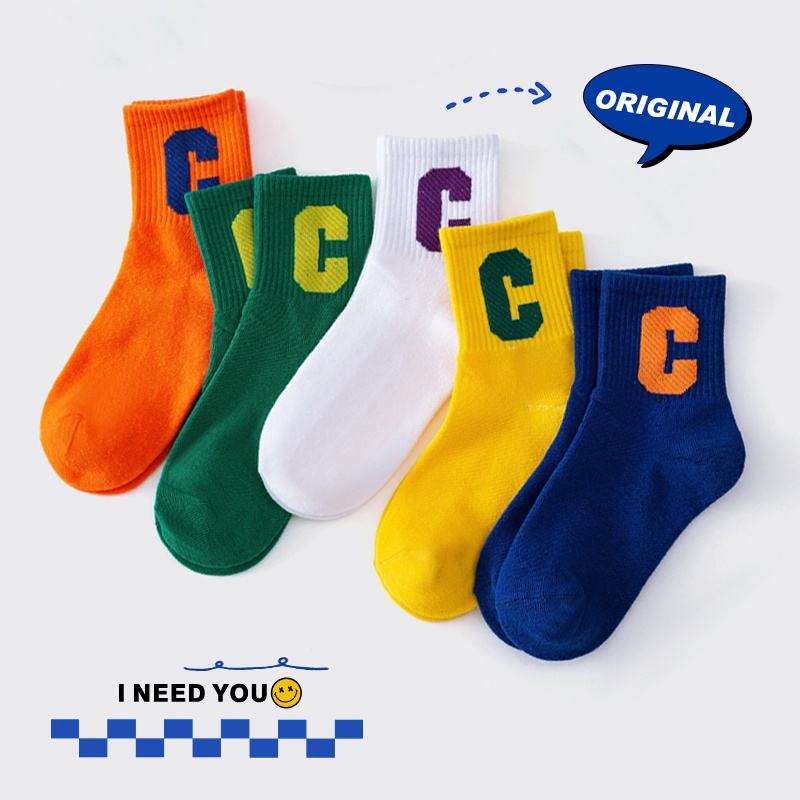 [THOMAS KIDS] 5 cặp 1-12 Yrs Vớ trẻ em chất lượng cao Cotton Letter Number Thoải mái cho trẻ em mùa hè Vớ cho bé trai bán buôn có sẵn