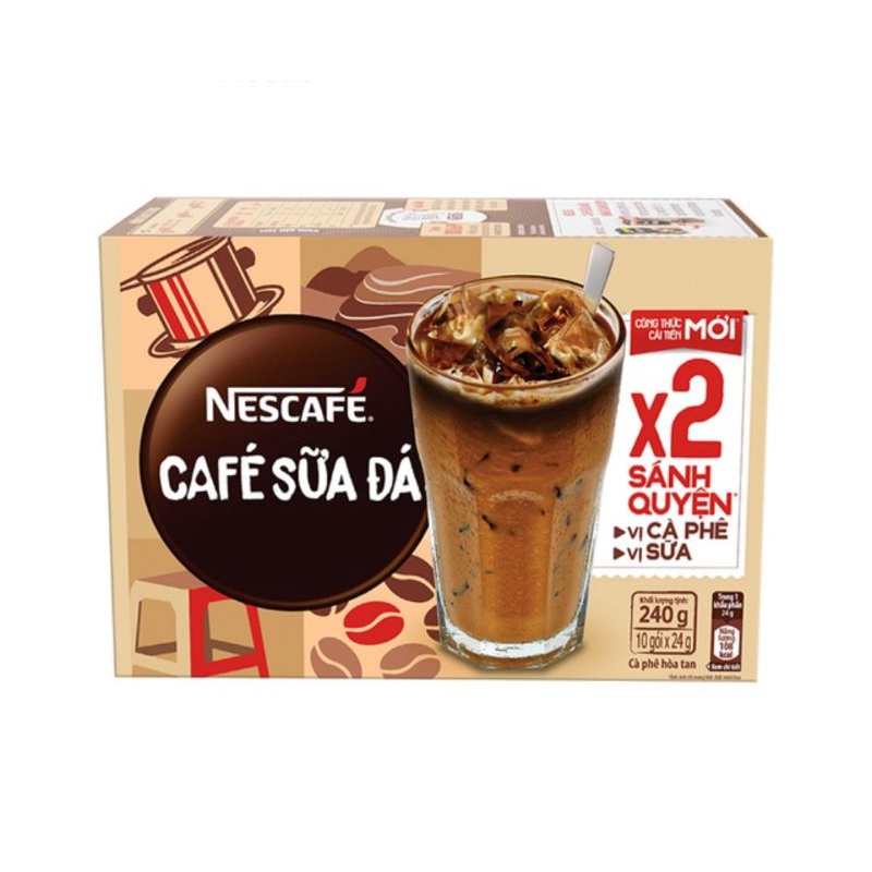 Cà phê sữa đá Nestcafe 3in1 mới hộp 10gói×24g