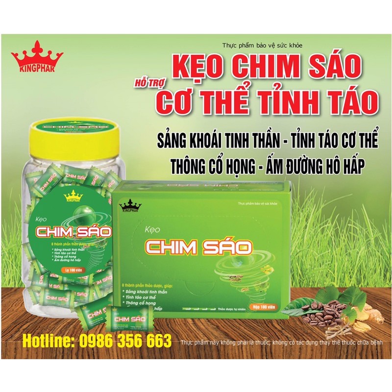 Kẹo chim sáo- tỉnh táo lái xe , hộp 100 viên