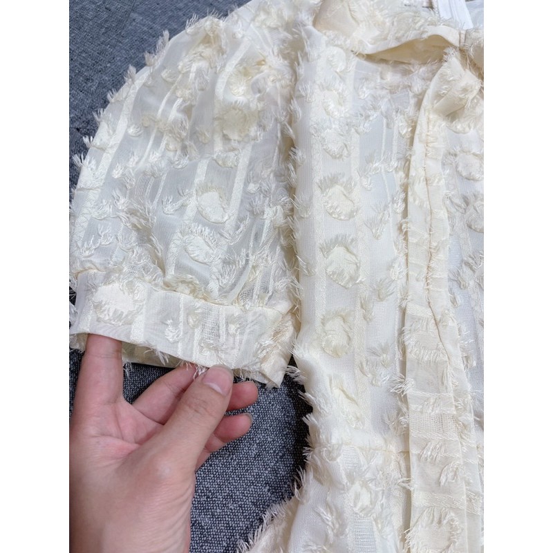 [ ẢNH THẬT - VIDEO THẬT ] Váy ren -hoa tuyết nổi nơ cổ 2 lớp chất liệu ren hoa nữ tính với thiết kế độc đáo