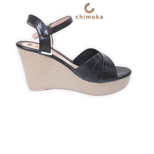 Sandal Nữ Cao Cấp Đế Xuồng CHIMOKA Đế Cao 5 Phân Quai Cài Thiết Kế Quai Vát Chéo Bản To Bóng Trơn 4312
