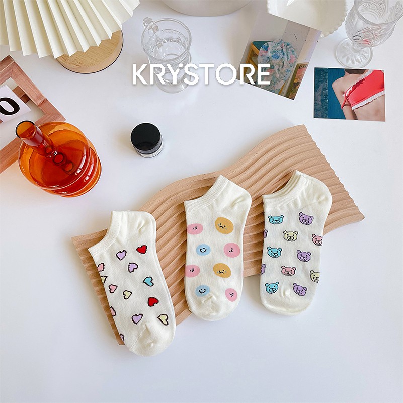 Tất vớ nữ cổ ngắn họa tiết cute dễ thương chất cotton đẹp NC10