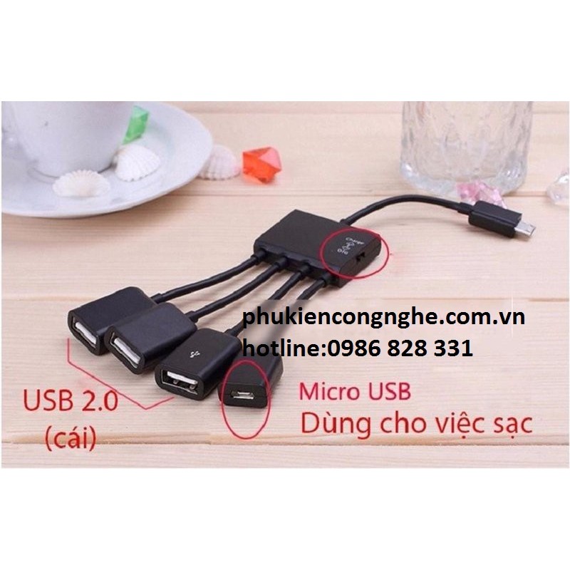 MICRO USB HUB OTG 4 IN 1 KẾT NỐI ĐIỆN THOẠI, TABLE ANDROID | BigBuy360 - bigbuy360.vn