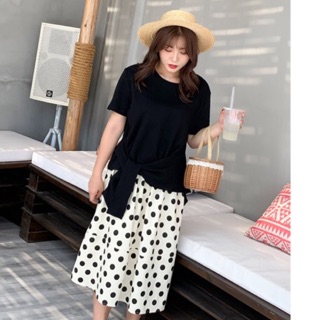 Áo thun big size màu đen vạt xéo thắt chữ thập size lớn 65-105kg