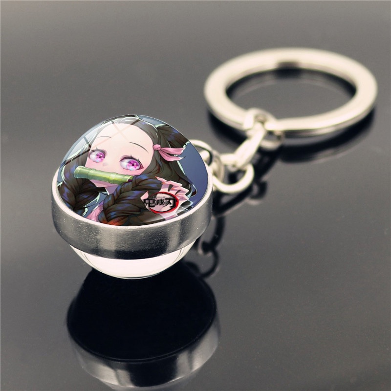 Sy2 Móc Khóa Quả Cầu Thủy Tinh Tanjirou Nezuko Demon Slayer Dành Cho Ba Lô Trẻ Em