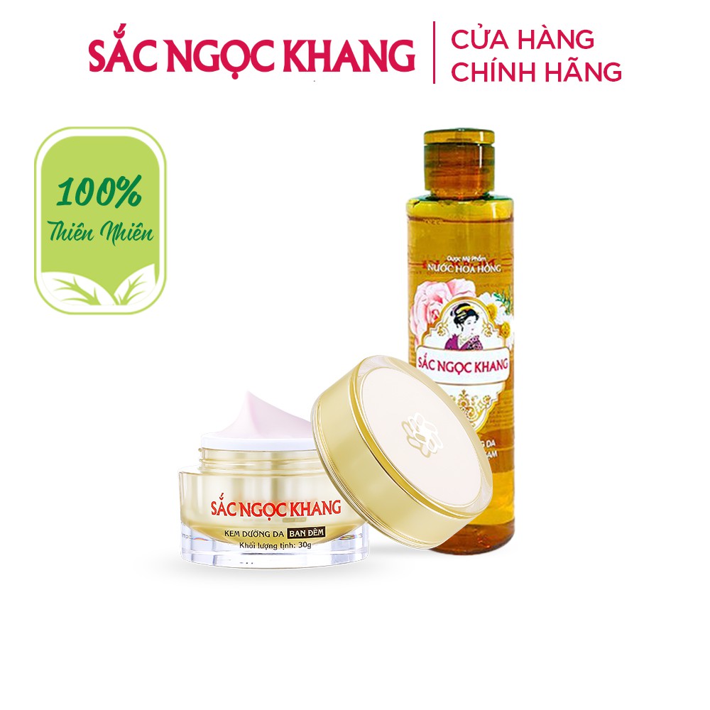 Combo dưỡng sâu & bảo vệ da Sắc Ngọc Khang 4 món [ Kem 30g + Kem chống nắng + Nước hoa hồng + Sữa rửa mặt 100g]