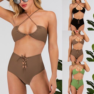 Set bikini 2 mảnh màu trơn thời trang quyến rũ cho nữ