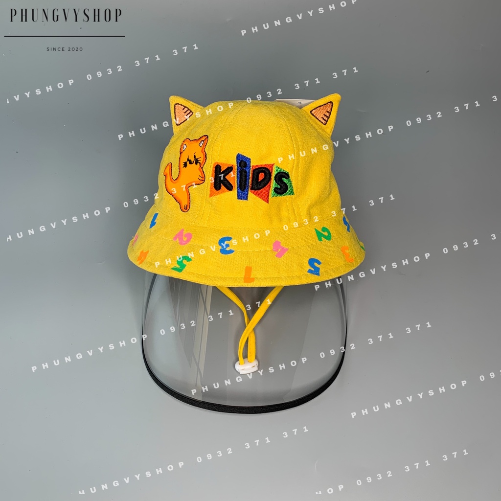 (Bé dưới 18 tháng/ Vòng đầu 48cm) Mũ CHỐNG GIỌT BẮN cho bé trai bé gái - NHUNG MÈO KID SỐ MÀU-Nón cản bụi