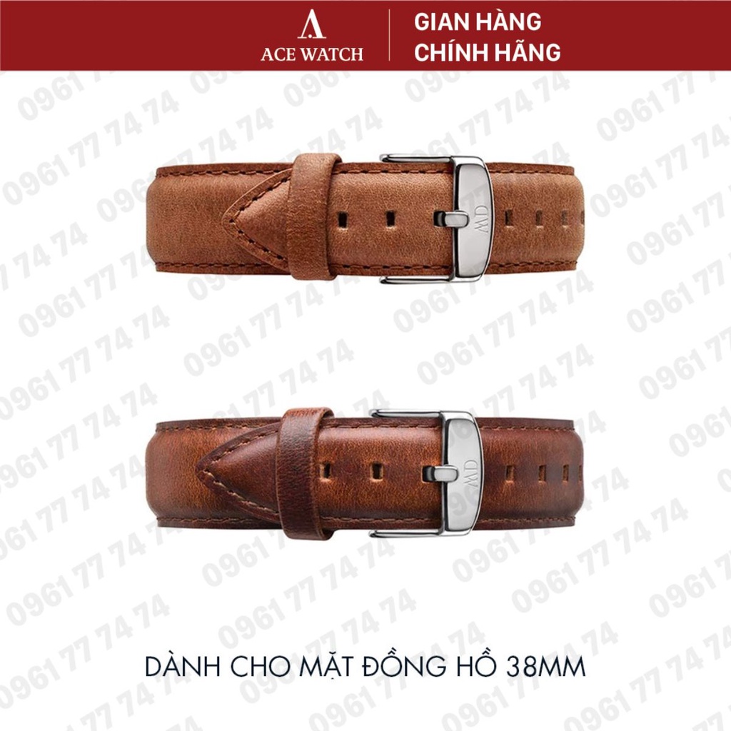 Dây da đồng hồ Daniel Wellinton 19mm khóa màu bạc - Cho đồng hồ Dapper 38mm