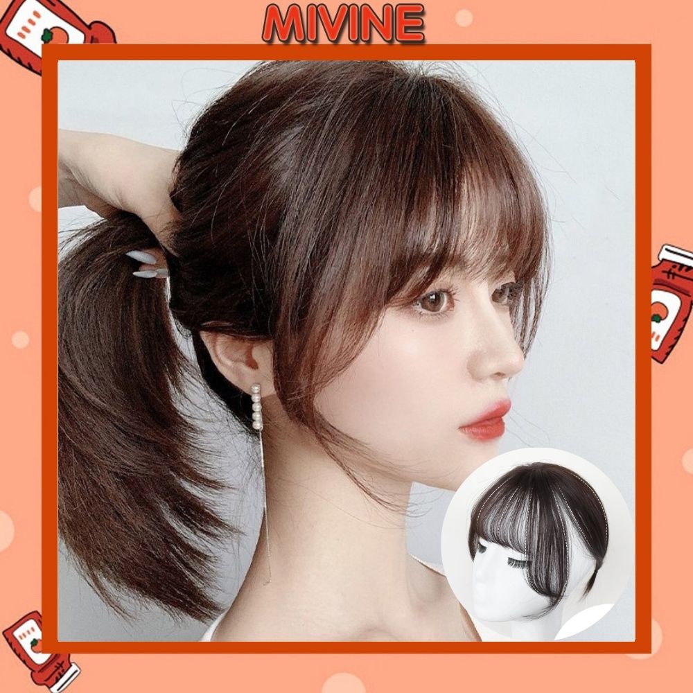 Tóc mái giả nữ Mivine 2 kẹp tóc mái thưa phủ đỉnh che hói cao cấp Hàn Quốc TG23