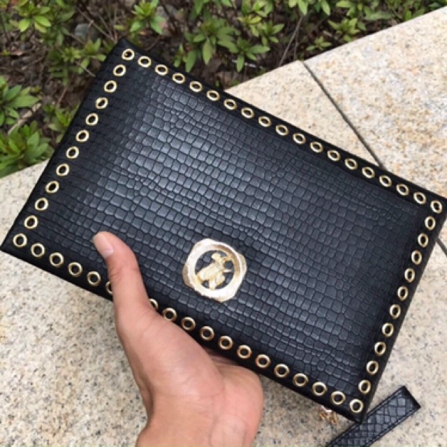 Clutch ví cầm tay nam nữ cao cấp hàng hiệu da bò dập vân cá sấu size 28x18x3 cm CANAVARO SHOP RICCI350