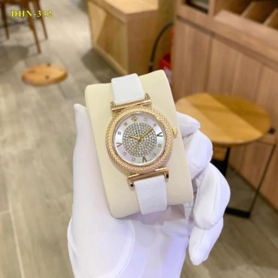 Đồng hồ nữ Versace mặt tròn đính đá dây da cao cấp có bảo hành DHN332shop108
