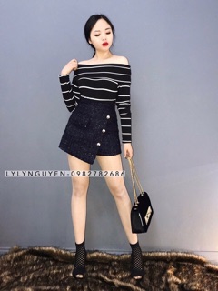 Chân váy dạ xéo vạt kim sa