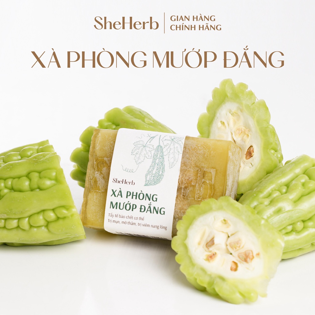 Xà Phòng Mướp Đắng Thiên Nhiên SheHerb Giảm Mụn, Mờ Thâm