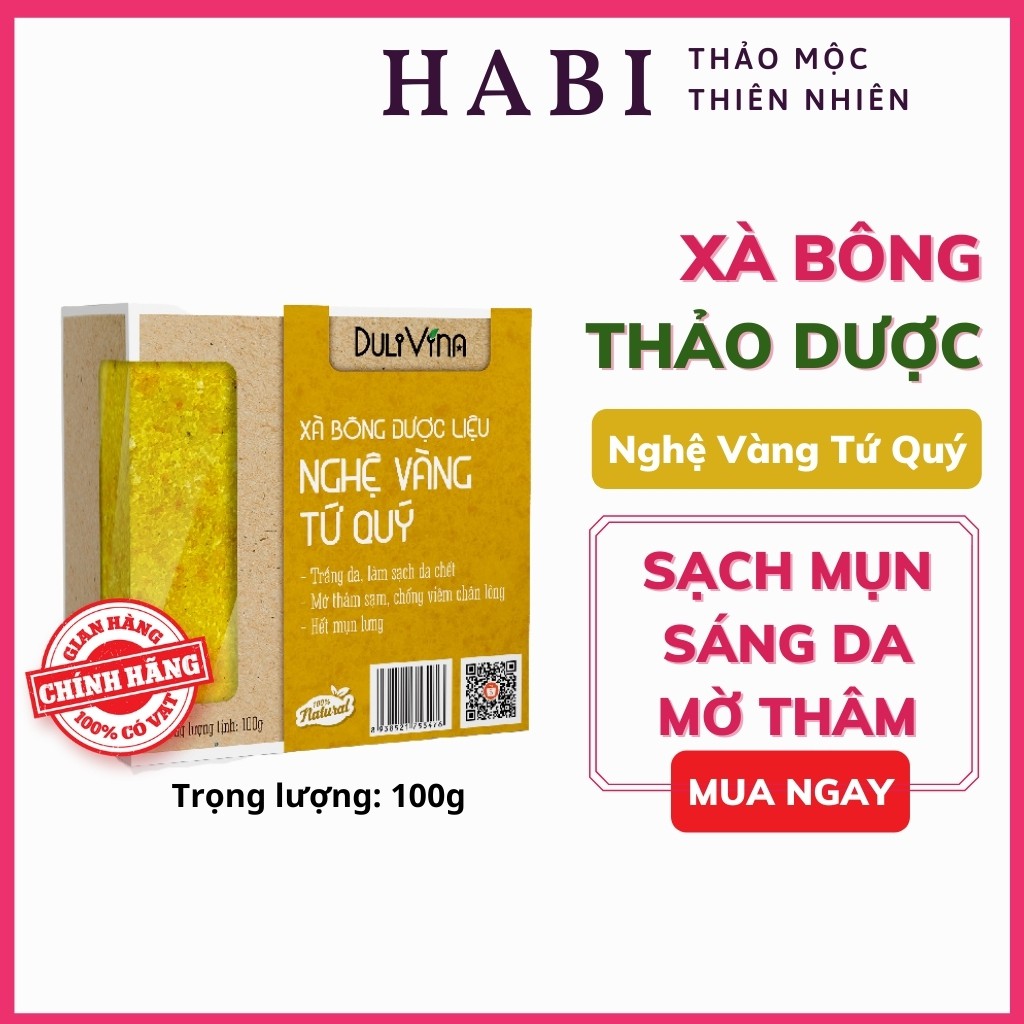 Xà phòng tắm thảo dược thiên nhiên, xà phòng cục tẩy da chết rửa mặt tắm trắng Dulivina | BigBuy360 - bigbuy360.vn