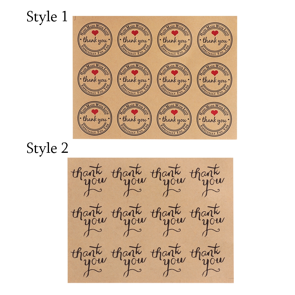 Bộ 12 sticker 3,5cm in chữ Thank you dễ thương để trang trí