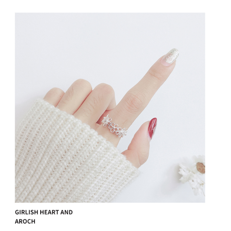Nhẫn Hở Hoạ Tiết Hoa Rỗng Đơn Giản Phong Cách Hàn Quốc