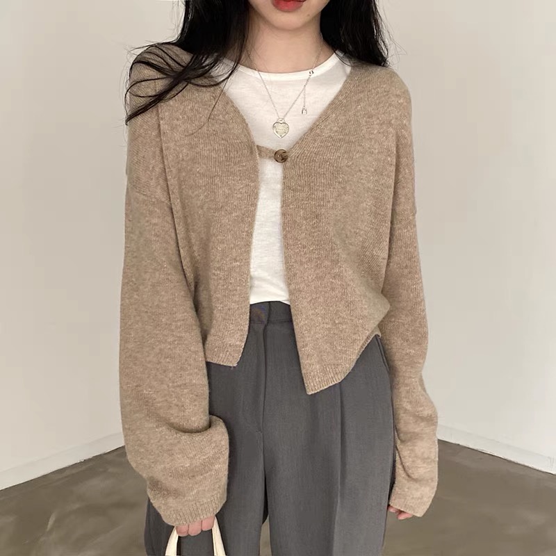 𝗺𝗶𝗲 𝘀𝘁𝘂𝗱𝗶𝗼 - HÀNG CÓ SẴN Cardigan trơn cài khuy phong cách Hàn Quốc | BigBuy360 - bigbuy360.vn