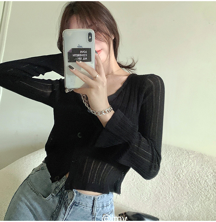 Áo Croptop Dệt Kim Màu Trơn Thiết Kế Cổ Chữ V Nữ Tính | BigBuy360 - bigbuy360.vn