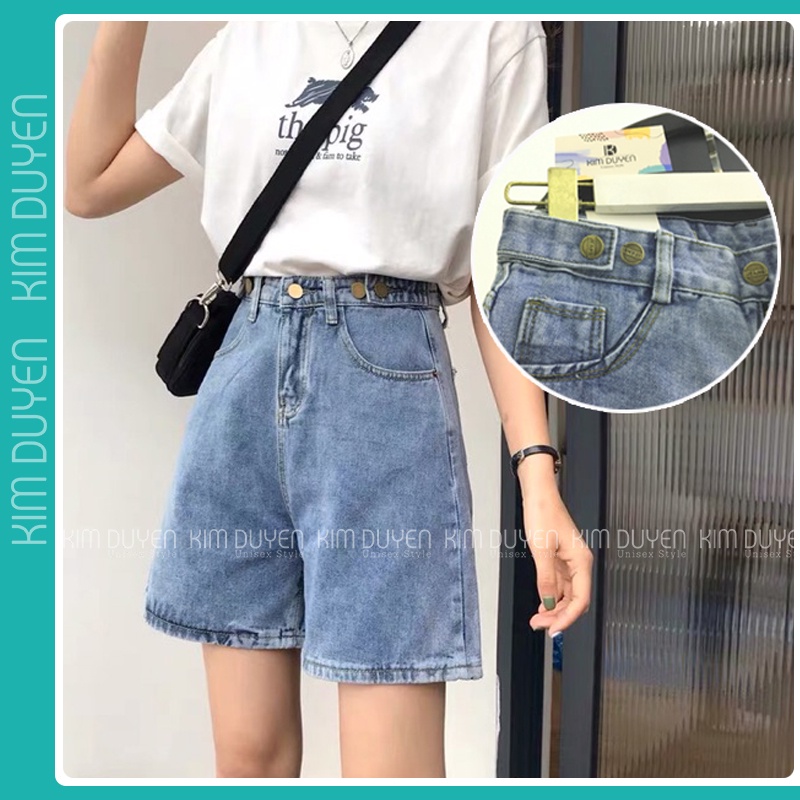 Quần Short Jean Bò Nữ Dáng Ngố Lửng Ống Rộng Chất Jean Trơn Mền Dày Xịn Quần Đùi Bò 5 Khuy Cạp Cao [Video + Ảnh Thật]