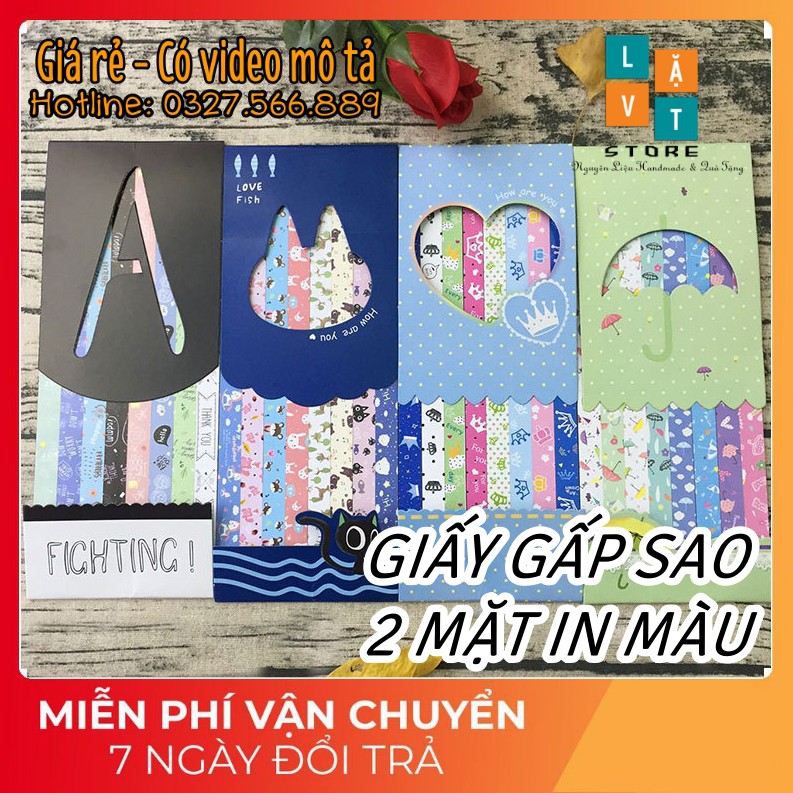 Giấy Gấp Sao Origami - In màu 2 mặt, Origami Star Paper - 136 tờ